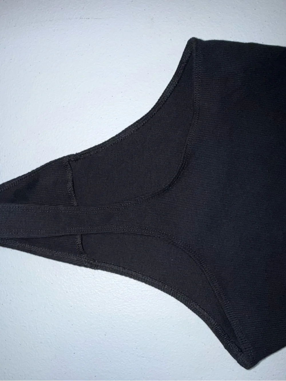 Good American Organic Cotton Ribbed Shaping Thong Bodysuit Black Size small NWT - Picture 4 of 8